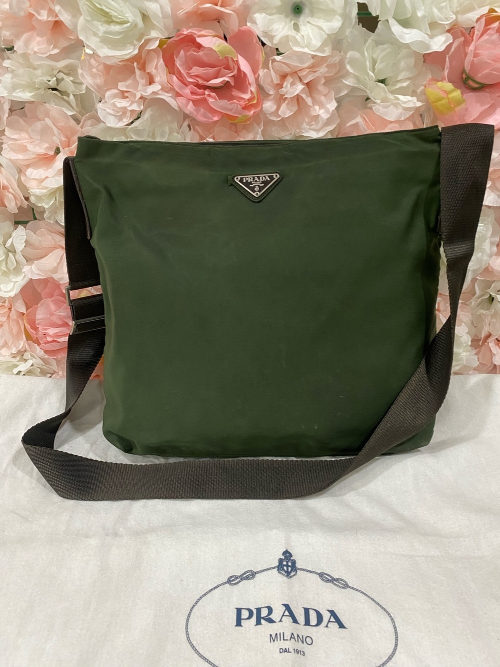 Prada Green Nylon Messenger Bag